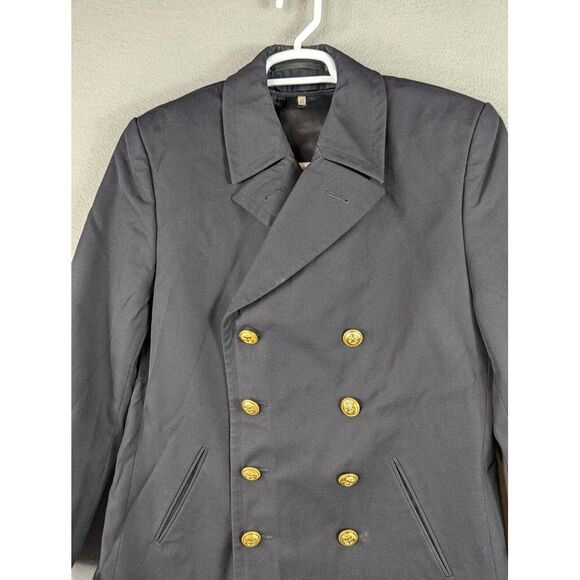 Geman Issue Military Peacoat Navy Double Breasted Coat Wool Flannel Lined Sz‎ 33 - Picture 4 of 14